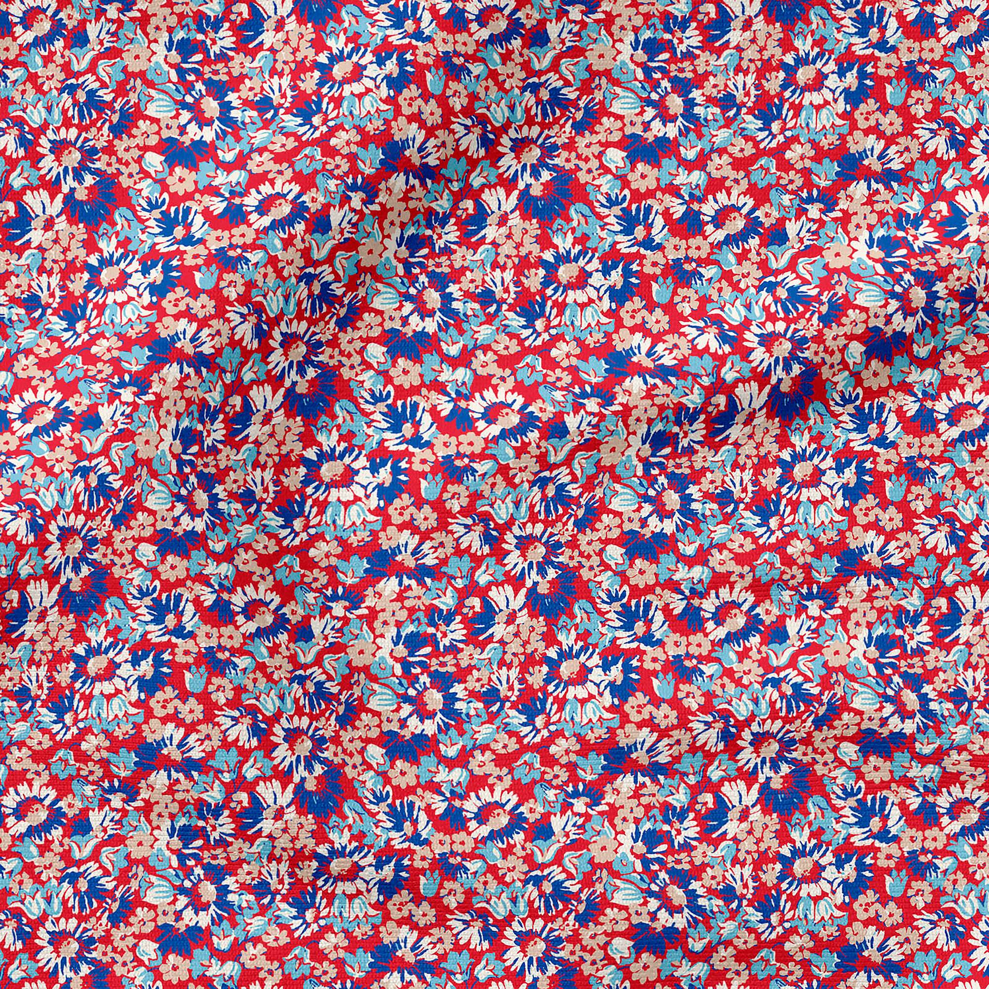 Fabric Editions Red Annabell Floral Cotton Fabric